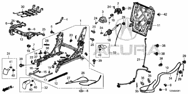 Middle Seat Components (R.) (Captain Seat) for 2017 Acura MDX #0