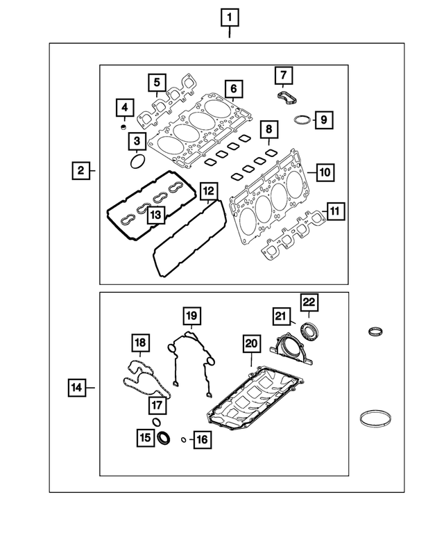 68294132AB - 5.7L HEMI Gas; Engine: Long Block Engine Gasket Kit for Mopar Image