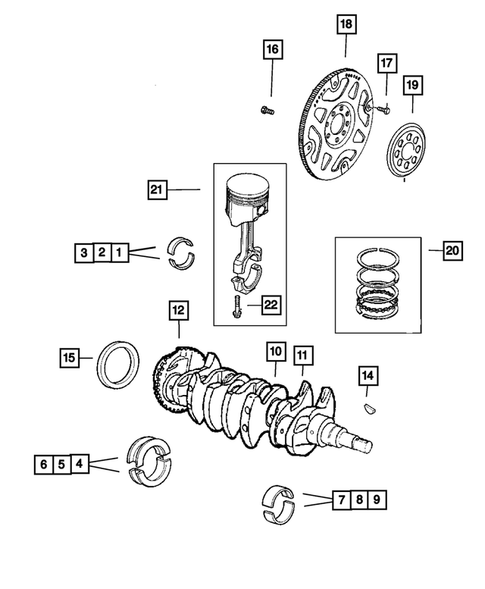 Crankshaft, Piston, and Drive Plate for 2005 Chrysler Sebring #0