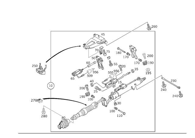 2094600416 - Steering: Steering Column Tube for Mercedes-Benz: 180C, C230, C240, C280, C32 AMG, C320, C350, C55 AMG, CLK320, CLK350, CLK500, CLK55 AMG, CLK550, CLK63 AMG Image image