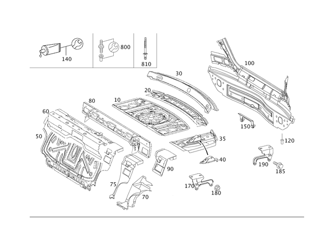 2116400114 - Rear End: Crossmember for Mercedes-Benz Image image