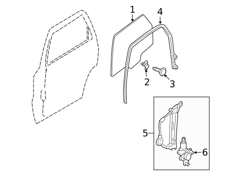 Glass - Rear Door for 2009 Mazda Tribute #0