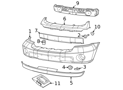 Bumper & Components - Front for 2009 Dodge Durango #1