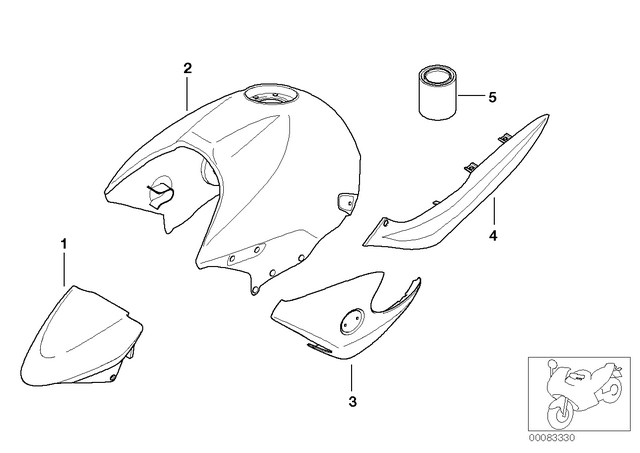 46637653788 - Body Equipment: Side Cover, Right, Key Primed -  for BMW-Motorrad Image