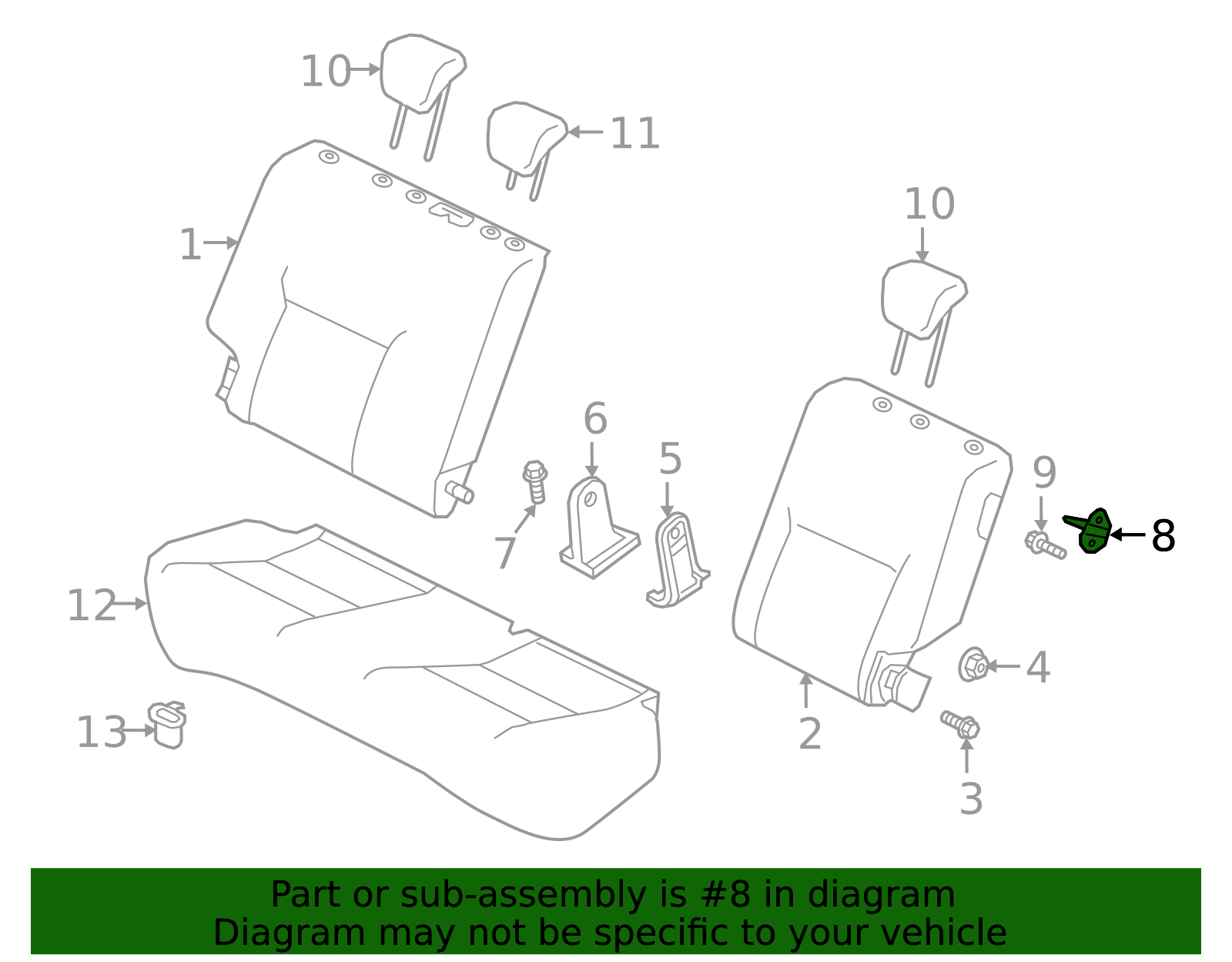 2018-2025 Nissan Folding Seat Lock Striker 88642-5RB0A | Team Nissan Inc.