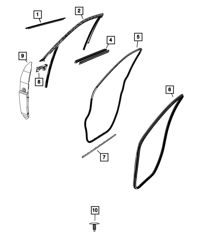68658001AB - Doors, Door Mirrors and Related Parts: Front Door Glass Run, Left for Mopar Image