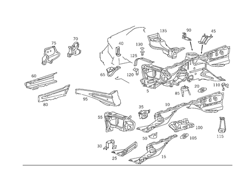 Wheelhouse, Front Subframe for 1997 Mercedes-Benz SL320 #0