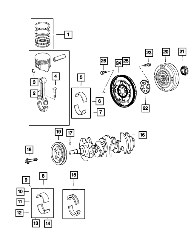 « 4663664 – Engine 2.7L Six Cylinder : Axe De Piston Segment pour Mopar Image »