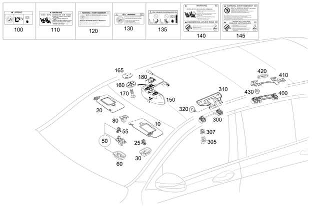2058100105 - Trim and Lining: Sun Visor for Mercedes-Benz: C350e, C400, C450 AMG, C63 AMG, GLC300, GLC43 AMG, GLC63 AMG Image image