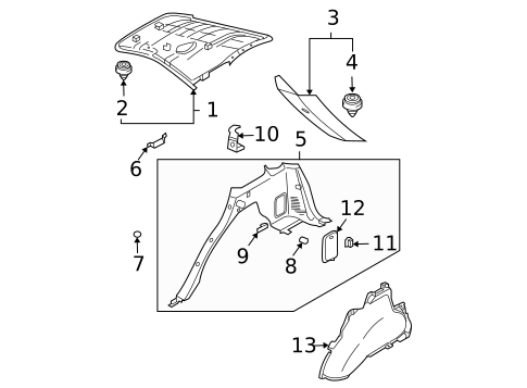Interior Trim - Quarter Panels for 2005 Kia Sorento #0