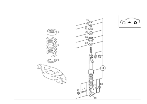 Rear Springs and Suspension Used with Self-Levelling Device for 1999 Mercedes-Benz E430 #0