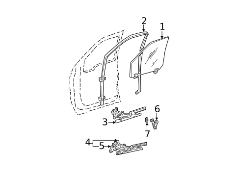 Glass - Front Door for 2005 Ford F-350 Super Duty #0