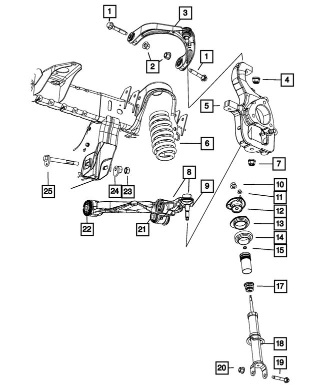 52855117AC - Front Suspension: Front Knuckle, Left for Mopar Image