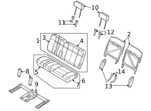 Rear Seat Components for 2008 Dodge Durango #1