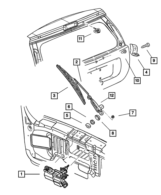 55155122AG - Wiper/Lock Cylinder and Keys: Windshield Wiper Motor for Mopar Image
