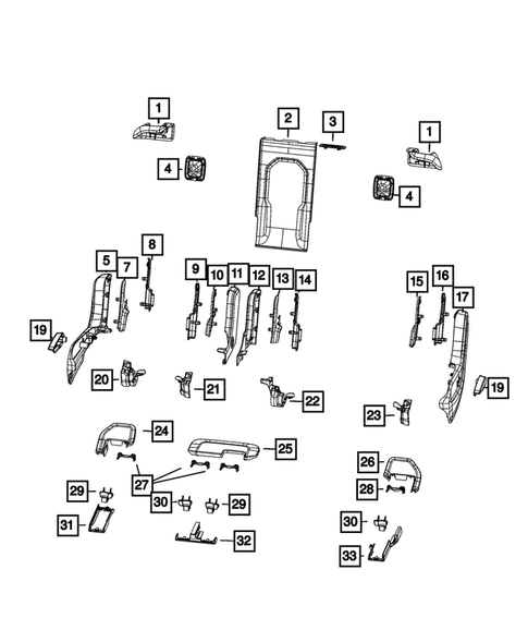 Rear Seats - Second Row Adjusters, Recliners, Shields and Risers for 2024 Jeep Grand Cherokee L #0