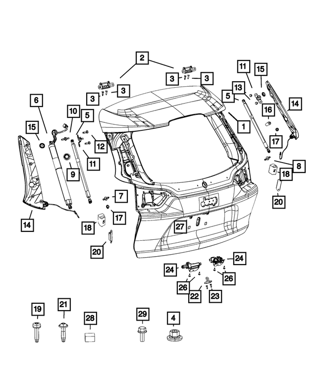 6RW71PS4AJ - Doors, Door Mirrors and Related Parts: Liftgate for Mopar Image