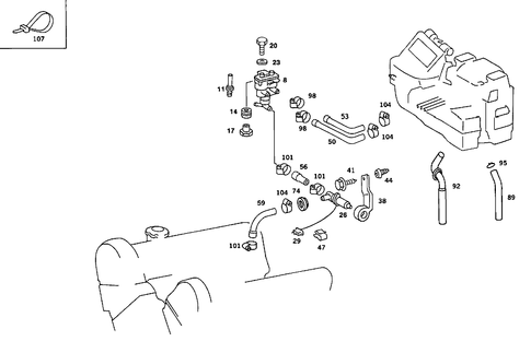 Heating Water Connection for 1986 Mercedes-Benz 560SEC #2