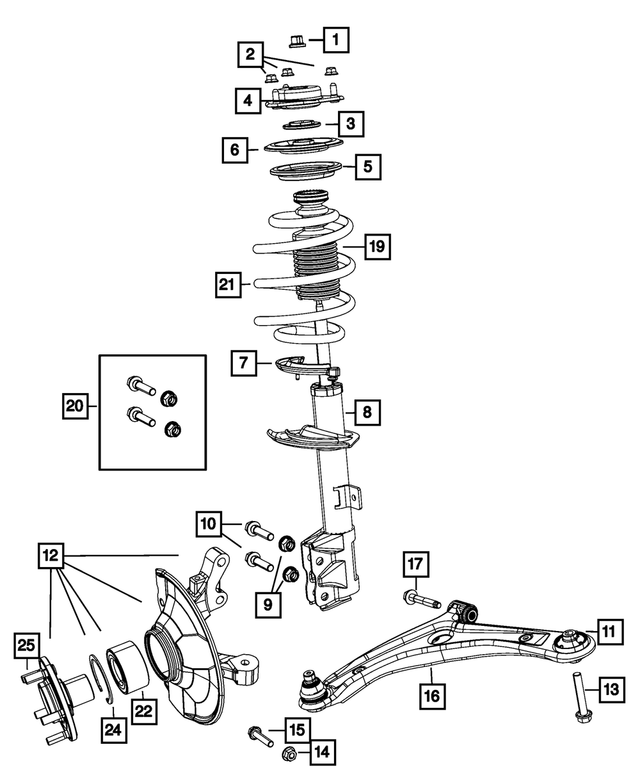 5181081AC - Front Suspension: Front Knuckle And Hub, Left for Mopar Image