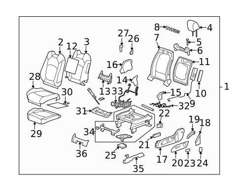 Driver Seat Components for 2009 Saturn Outlook #0