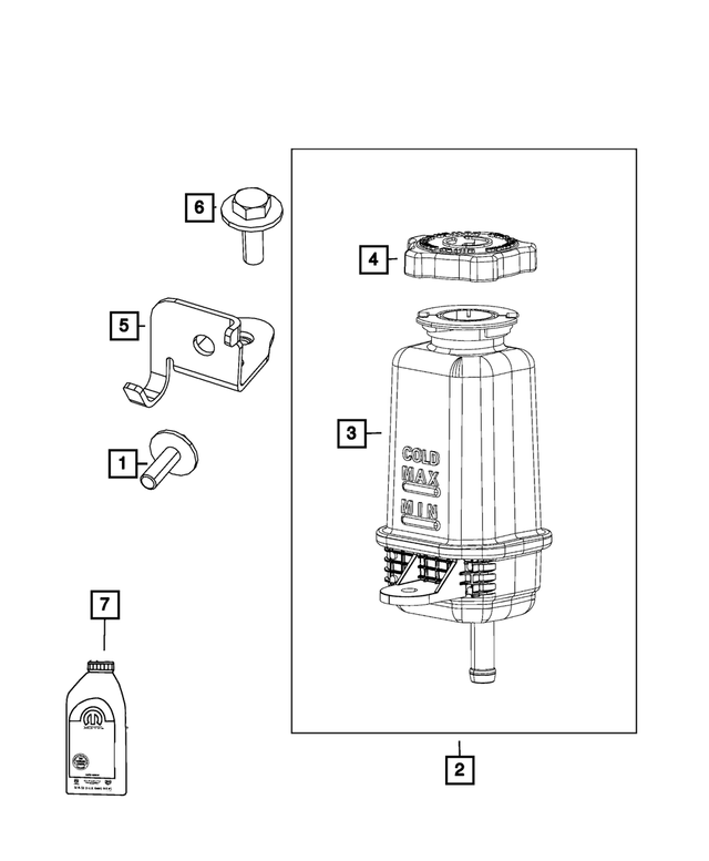 68386945AA - Steering: Power Steering Fluid Reservoir for Mopar Image