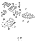 6101831 - Frame, Bumper and Fascia: Hex Flange Nut for Chrysler: 200, 300, Pacifica, PT Cruiser, Sebring, Town &amp; Country, Voyager | Dodge: Avenger, Caliber, Caravan, Challenger, Charger, Charger Daytona, Durango, Grand Caravan, Journey, Magnum, Nitro, Ram 1500, Ram 2500, Ram 3500, Viper | Jeep: Cherokee, Commander, Compass, Gladiator, Grand Cherokee, Grand Cherokee L, Grand Cherokee WK, Grand Wagoneer, Liberty, Patriot, Wagoneer, Wrangler | Ram: 1500, 1500 Classic, 2500, 3500, C/V | SRT: Viper Image