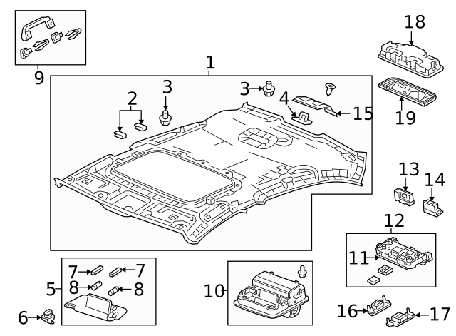 83250TX4A02ZD - Body: Roof Console for Acura Image
