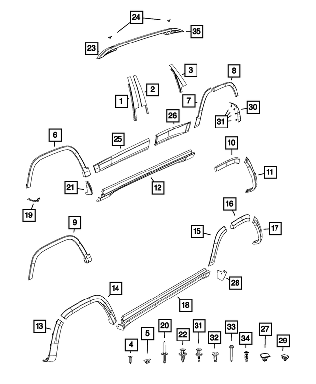 68534764AA - : Wheel Flare Molding, Right for Mopar Image