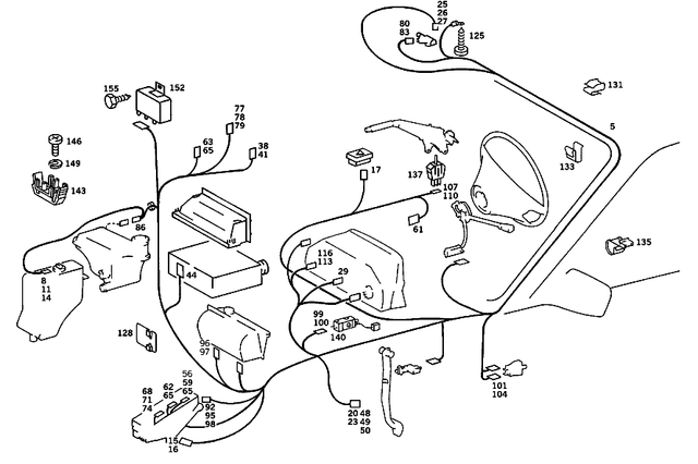 2015438105 - Electrical Equipment and Instruments: Main Wiring Harness for Mercedes-Benz: 190E Image image