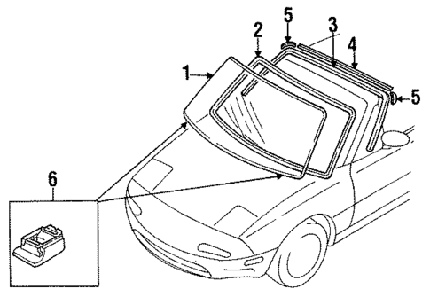 Glass - Windshield for 1992 Mazda Miata #0
