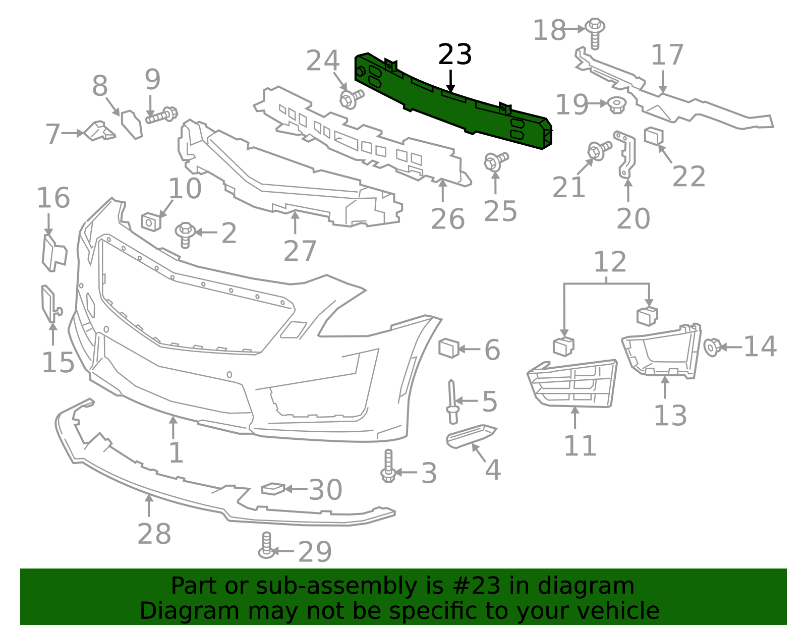 2016-2019 Cadillac CTS Front Bumper Impact Bar 23279544 GM ...