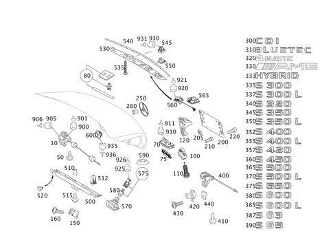 Rear Lid Latch-Type Lock, Rear Lid Attachment Parts for 2012 Mercedes-Benz S400 #0
