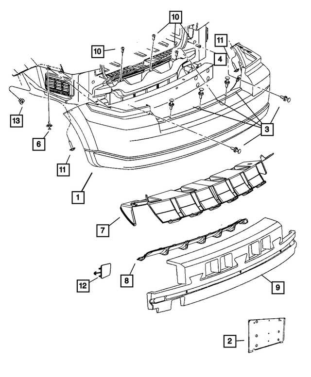 68067884AA - Frame, Bumper and Fascia: Rear Fascia for Mopar Image