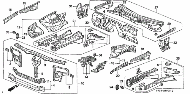 Front Bulkhead for 1995 Acura Legend #0