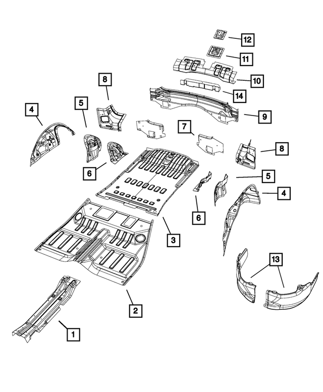 68038944AB - Body Sheet Metal Except Doors: Rear Floor Pan for Mopar Image image