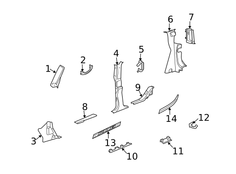 Interior Trim - Pillars for 2005 Hummer H2 #0