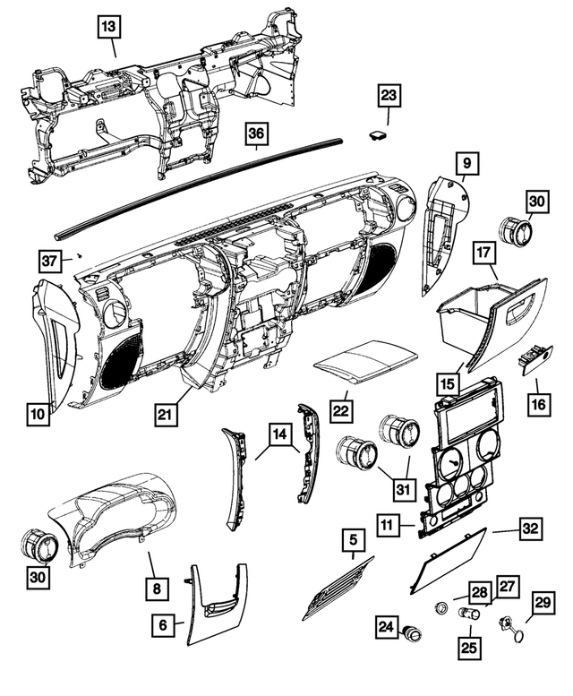 « 5KL65ZJ8AB – Instrument Panel and Radios and Consoles : Colonne De Direction Couvercle pour Mopar Image »