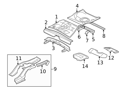 Rear Floor & Rails for 2017 Mitsubishi Lancer #0