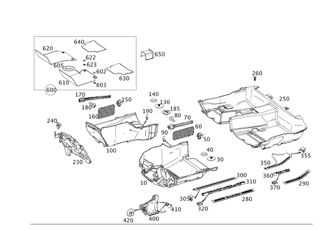 2126801848 - Interior Equipment: Floor Mat for Mercedes-Benz: CLS400, CLS550, CLS63 AMG, CLS63 AMG S, E250, E350, E400, E550, E63 AMG, E63 AMG S Image