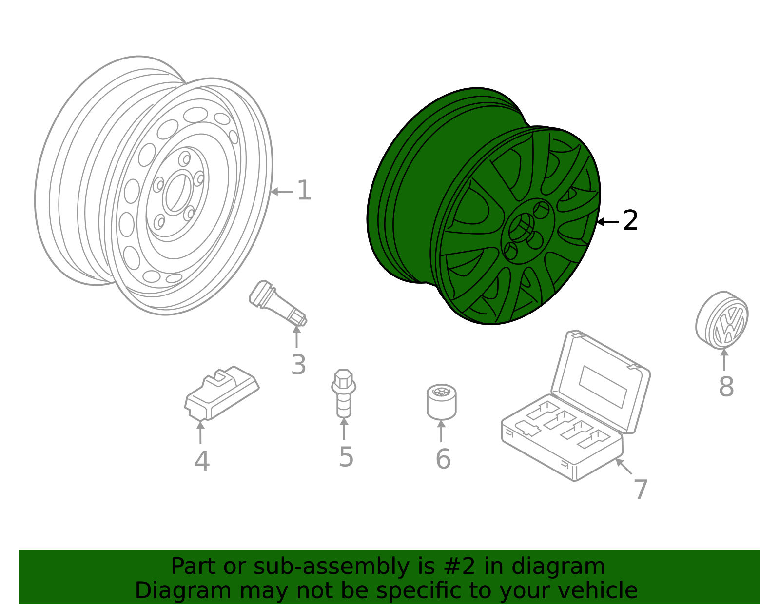 2022-2024 Volkswagen Taos Wheel 2GJ-601-025-XM8 | OEM Parts