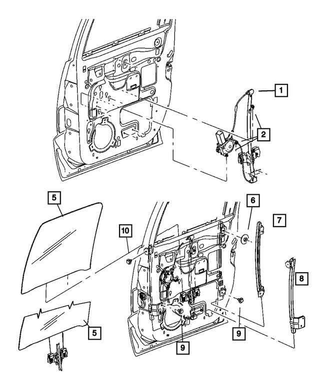55359422AB - Doors and Related Parts: Rear Door Glass, Right for Mopar Image