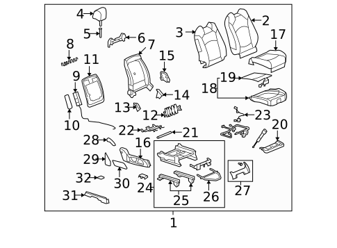 Front Seat Components for 2008 GMC Acadia #3