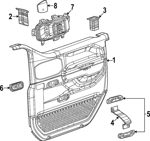 Interior Trim - Front Door for 2021 Jeep Wrangler #1