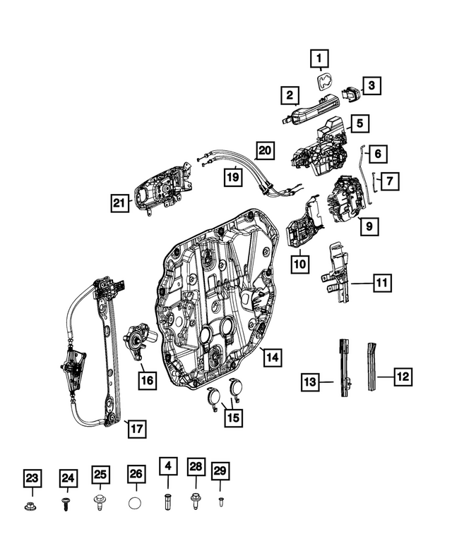 6ZA12LDSAC - Doors, Door Mirrors and Related Parts: Exterior Door Handle, Left for Mopar Image