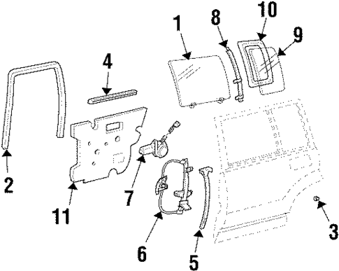 Glass - Rear Door for 1999 Acura SLX #0