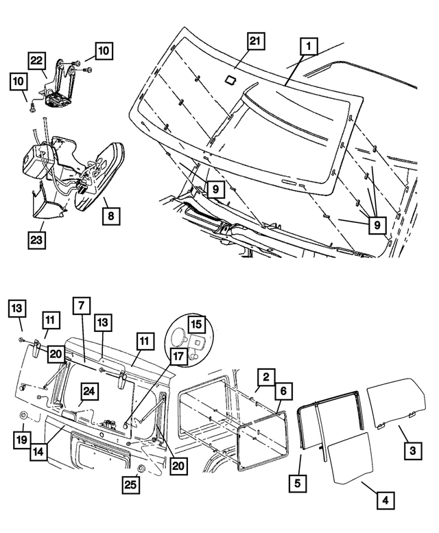 55396719AF - Glass: Rear Door Glass, Left for Mopar Image image