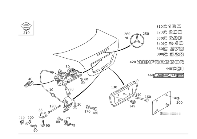 2037500684 - Trunk Lid: Lock for Mercedes-Benz: C32 AMG Image image