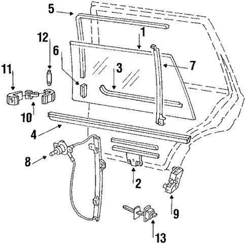 Glass - Rear Door for 1991 Volkswagen Jetta #0