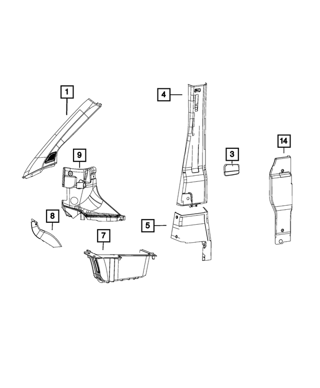 5LL90JXWAB - Interior Trim: B Pillar Molding, Left for Mopar Image