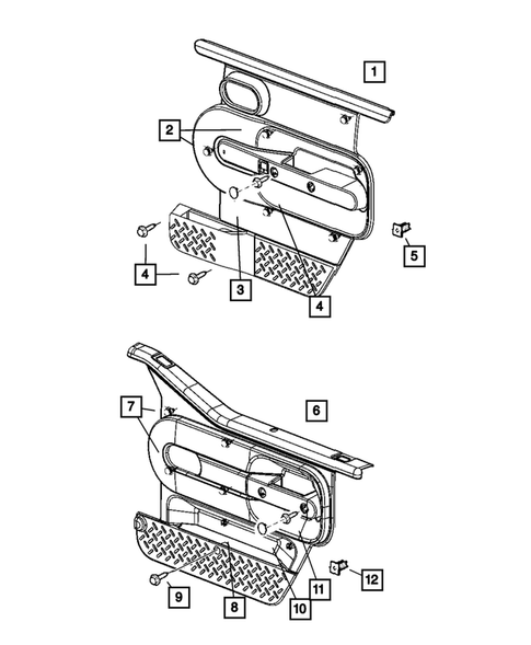 Door Trim Panels- Front and Rear for 2007 Jeep Wrangler #1